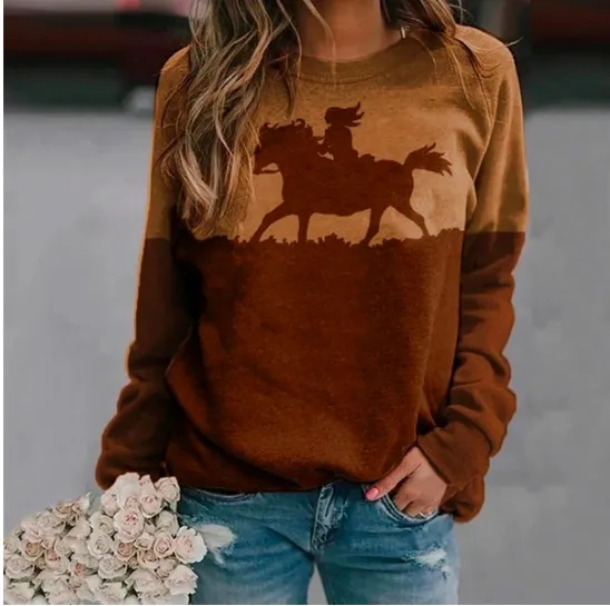 Picture of Women's Sweatshirt Yellow Stone Long Sleeve Crew Neck Sweatshirt